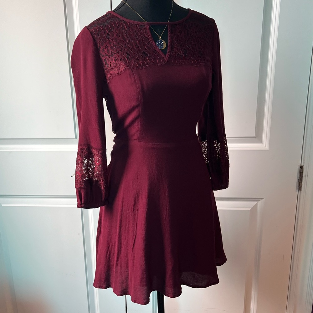 Forever 21 Burgundy Long Sleeve Dress